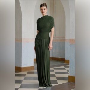 *NWT* Catherine Green Asymmetrical Pleated Maxi Dress